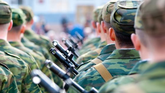 Rear photo of male soldiers