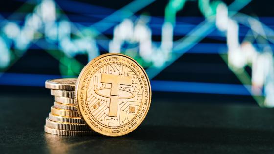 Pile of Tether Crypto coins