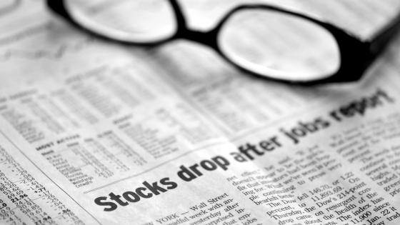 Stock market article in newspaper