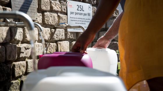Collecting natural spring water in Cape Town