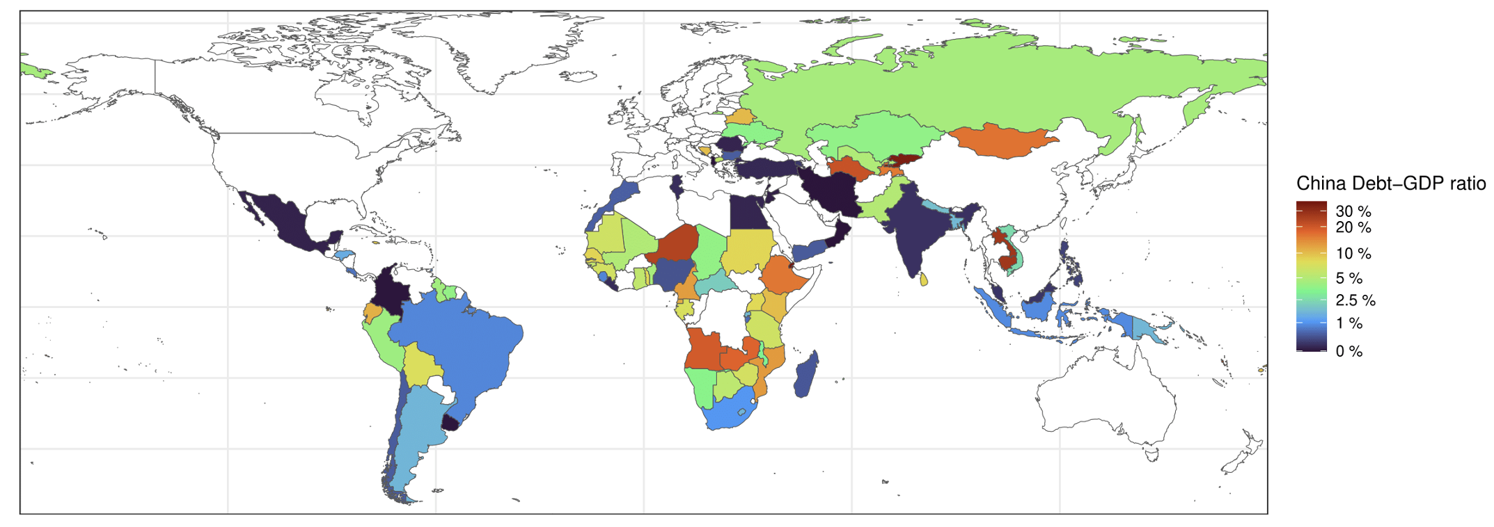 Figure 2 Geographical distribution of China’s overseas lending